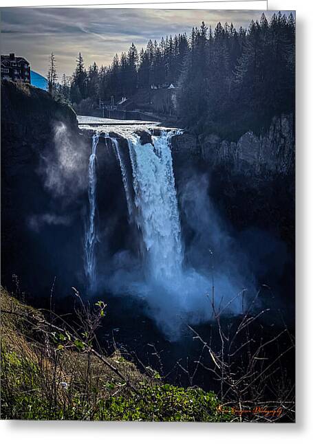 Majestic Waterfall at Dusk - Greeting Card