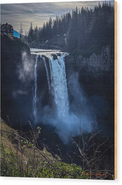 Majestic Waterfall at Dusk - Wood Print