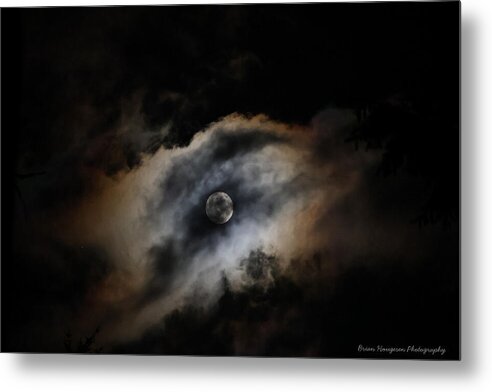 Moon Surrounded by Dramatic Clouds - Metal Print