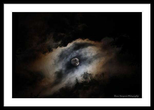 Moon Surrounded by Dramatic Clouds - Framed Print