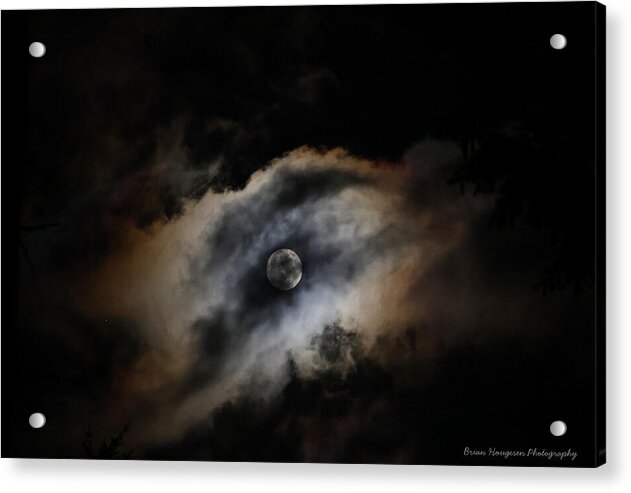 Moon Surrounded by Dramatic Clouds - Acrylic Print