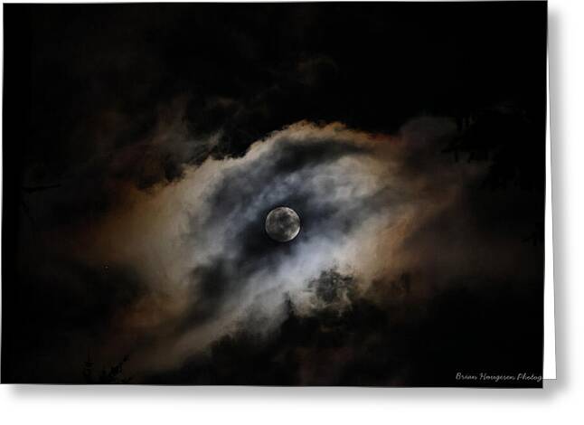 Moon Surrounded by Dramatic Clouds - Greeting Card
