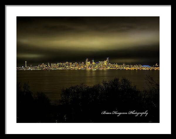 Seattle Skyline by Night - Framed Print