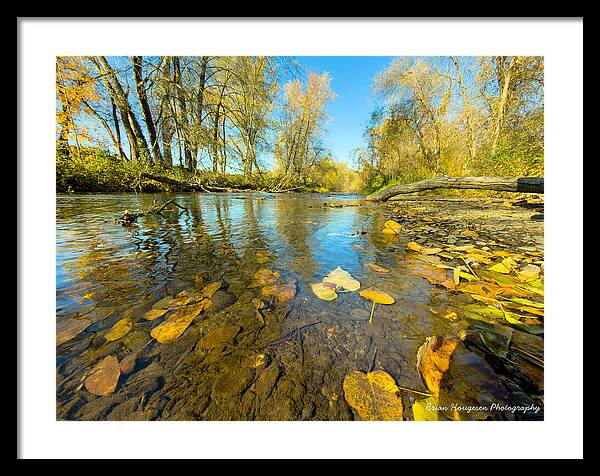 Serene Autumn Creek Landscape - Framed Print