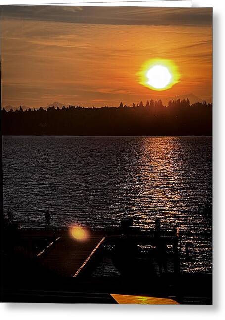 Sunset lake Washington - Greeting Card