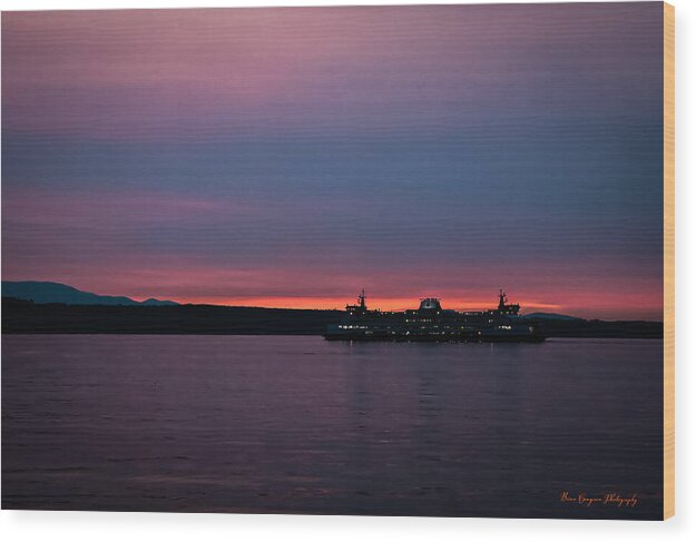 Sunset with the Ferry - Wood Print