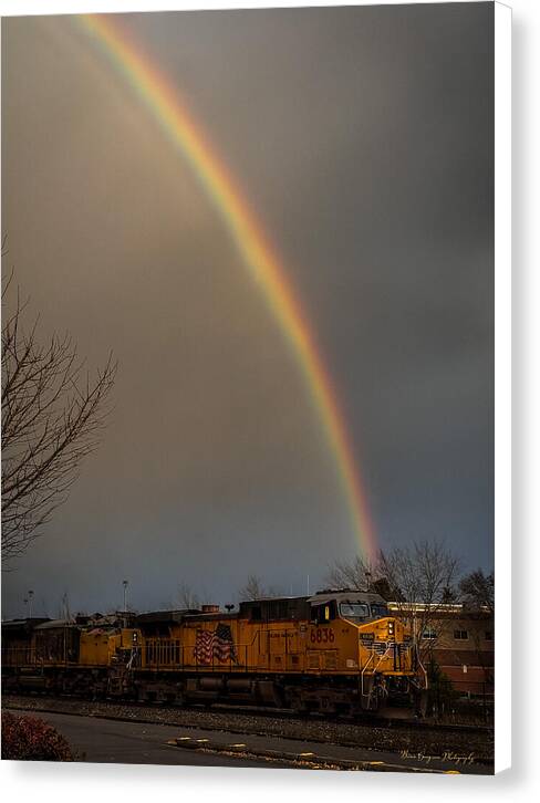 Train at the end of the rainbow - Canvas Print