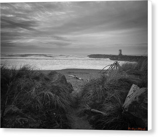 Black and white walk to the beach - Canvas Print