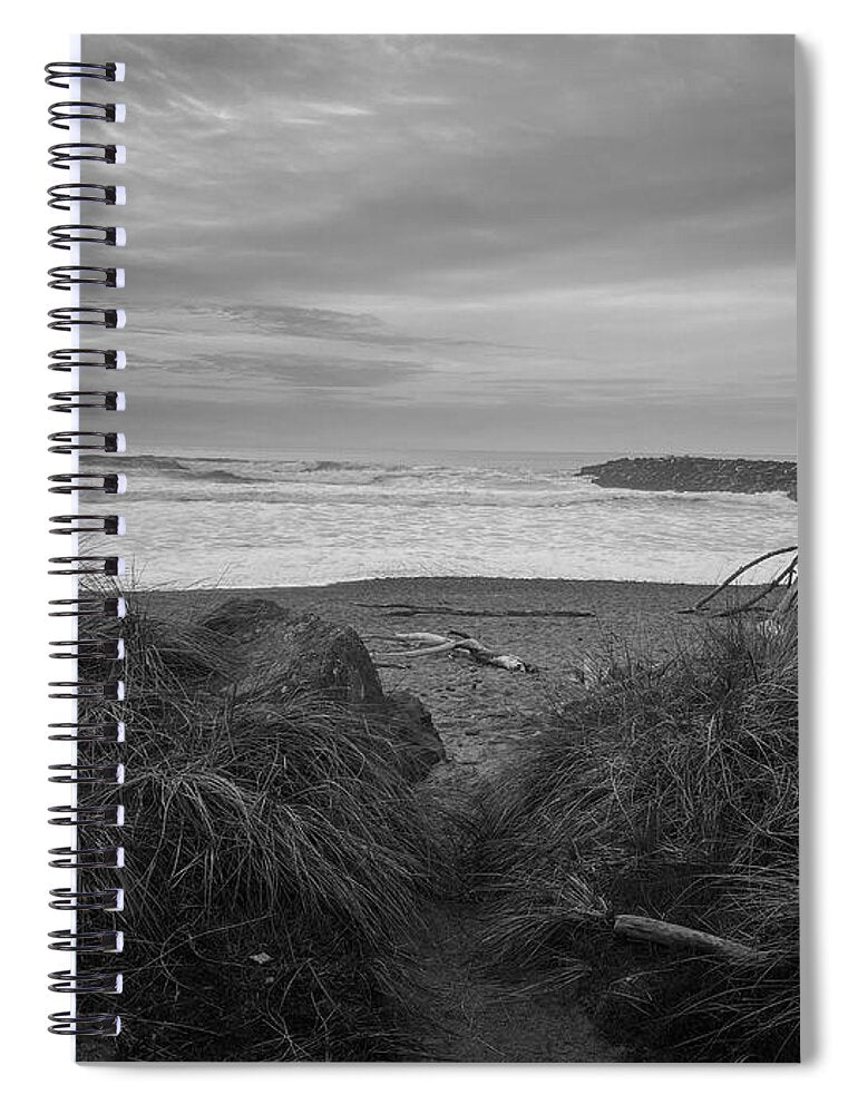 Black and white walk to the beach - Spiral Notebook