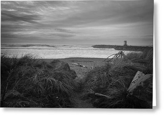 Black and white walk to the beach - Greeting Card