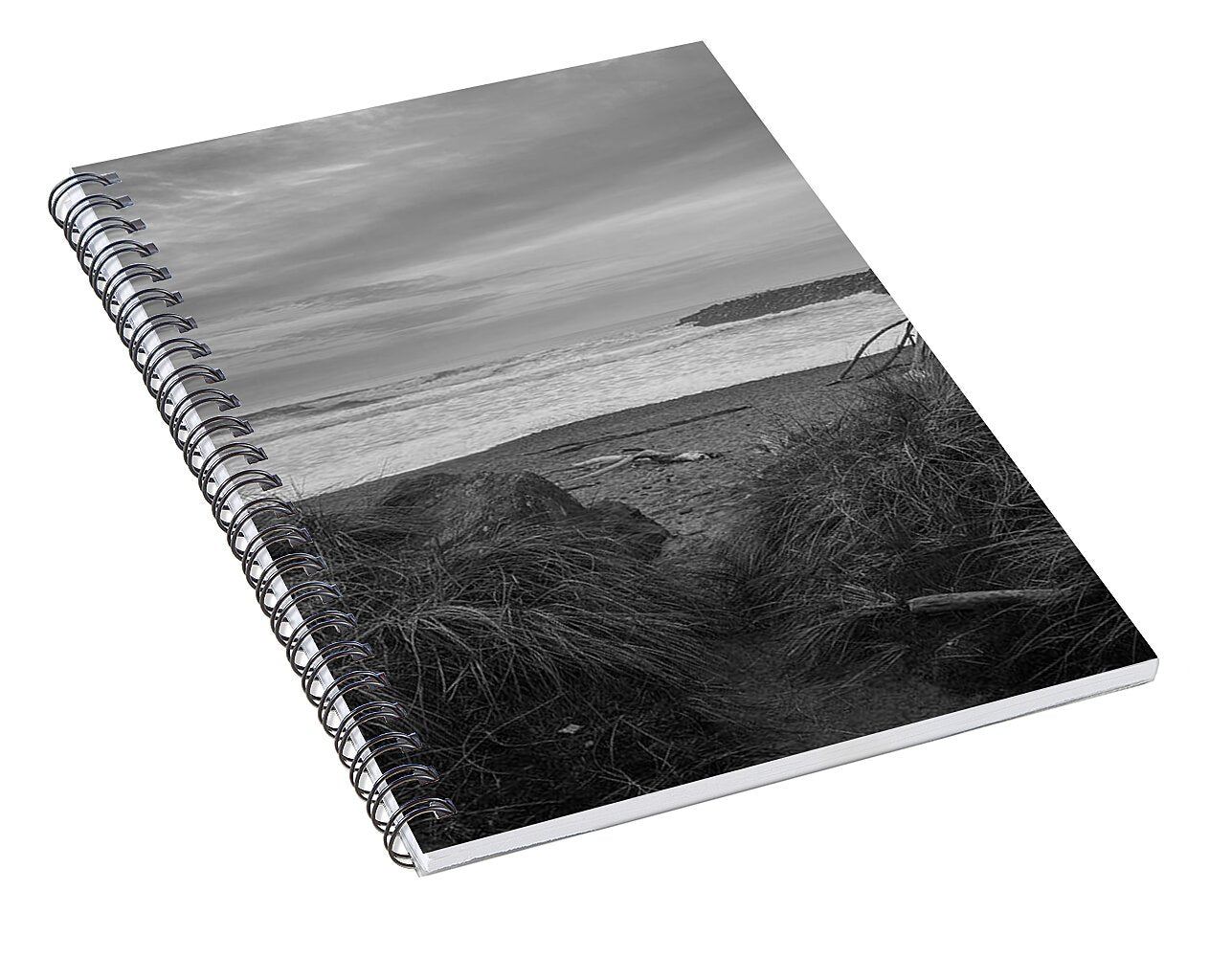 Black and white walk to the beach - Spiral Notebook