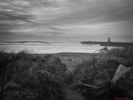 Black and white walk to the beach - Art Print