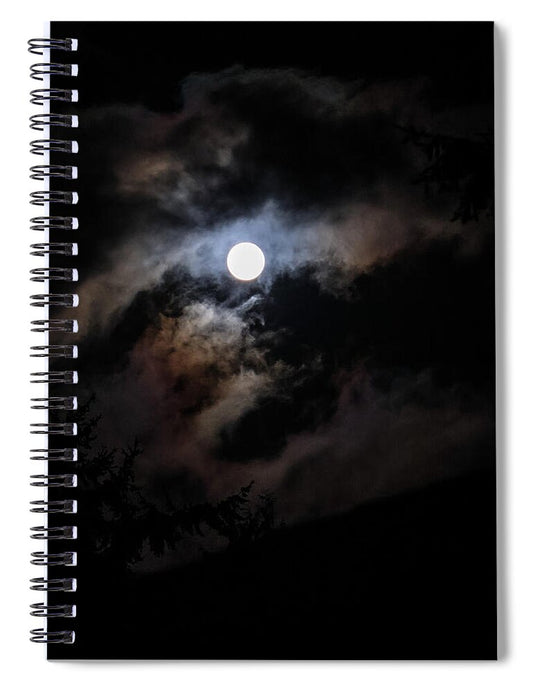 Clouds around the moon - Spiral Notebook