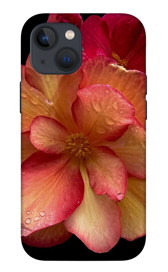 Dew-Kissed Blossoms on Black Background - Phone Case