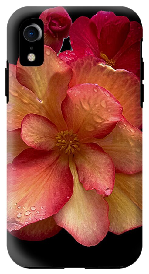 Dew-Kissed Blossoms on Black Background - Phone Case