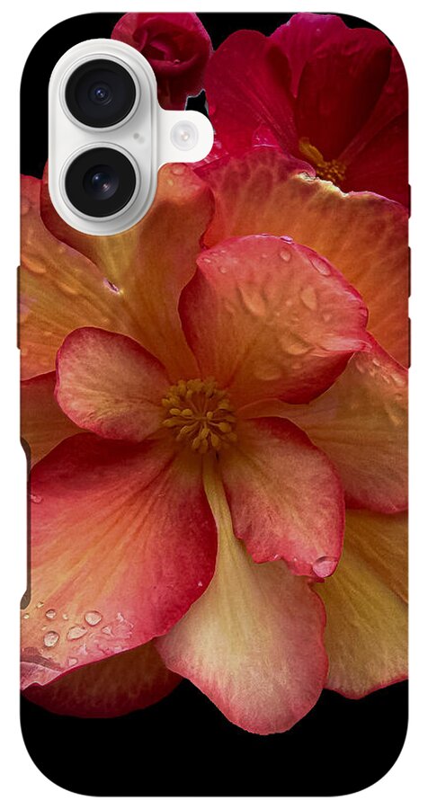 Dew-Kissed Blossoms on Black Background - Phone Case