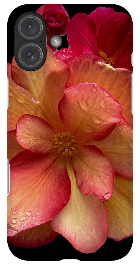 Dew-Kissed Blossoms on Black Background - Phone Case