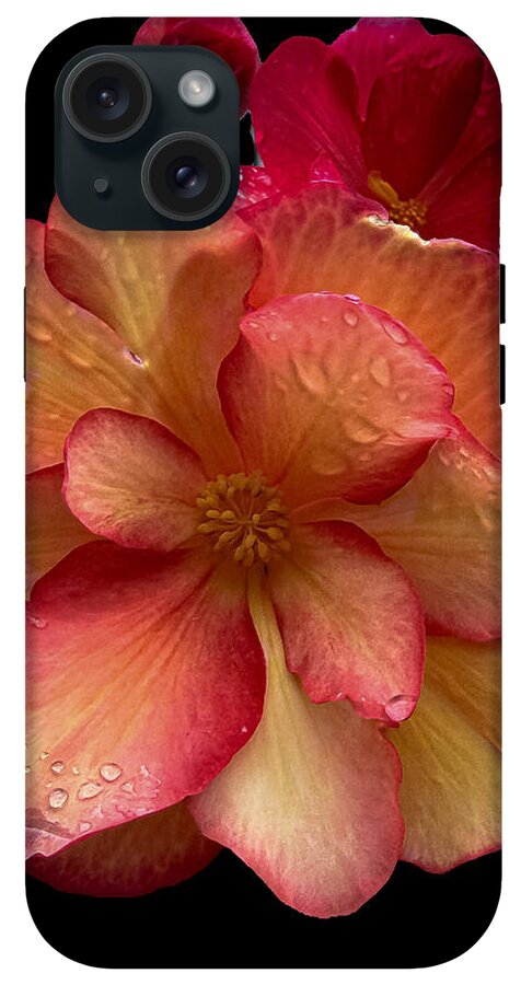 Dew-Kissed Blossoms on Black Background - Phone Case