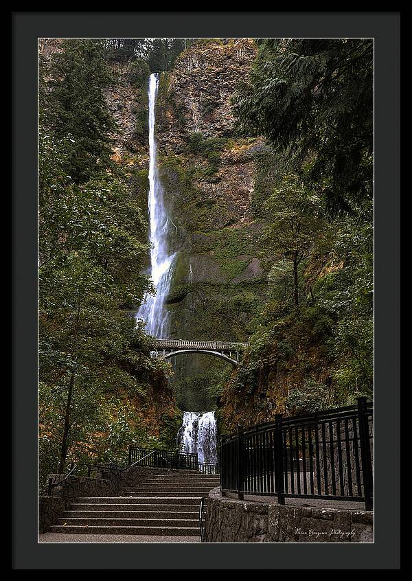 Different  view Multnomah Falls - Framed Print