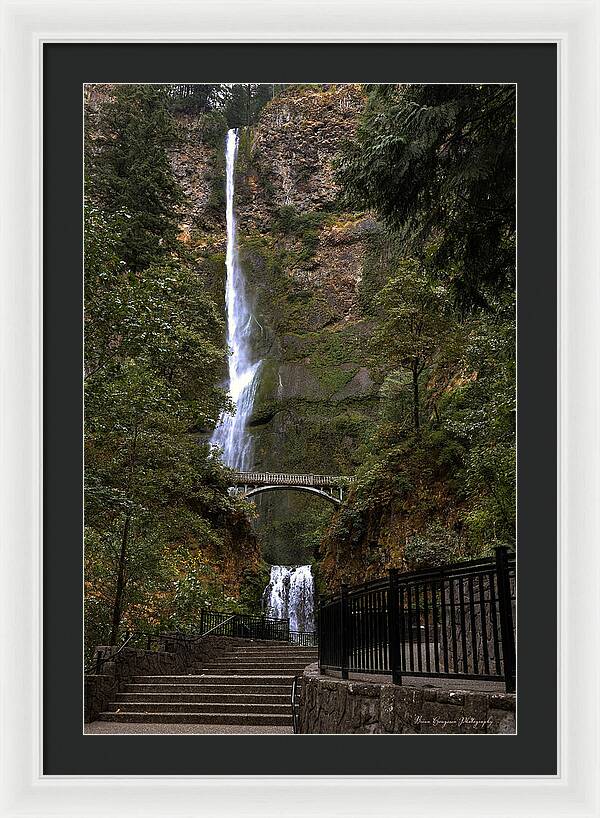 Different  view Multnomah Falls - Framed Print