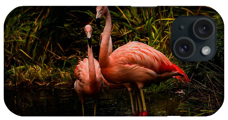 Flamingos by a Pond - Phone Case