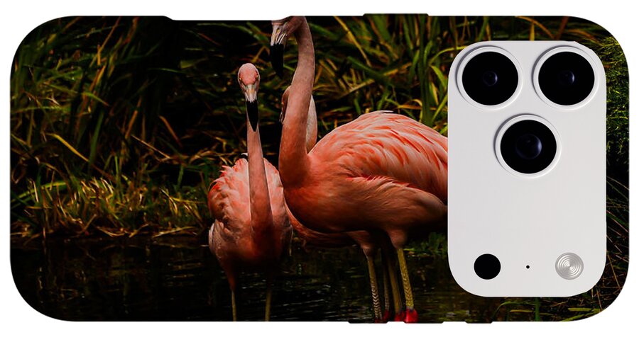 Flamingos by a Pond - Phone Case