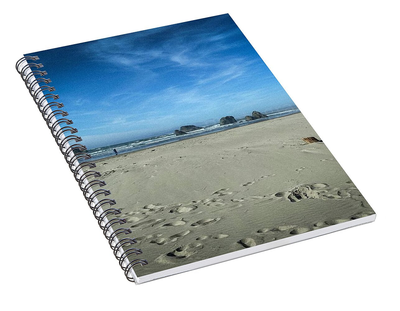 Foot prints in the sand - Spiral Notebook