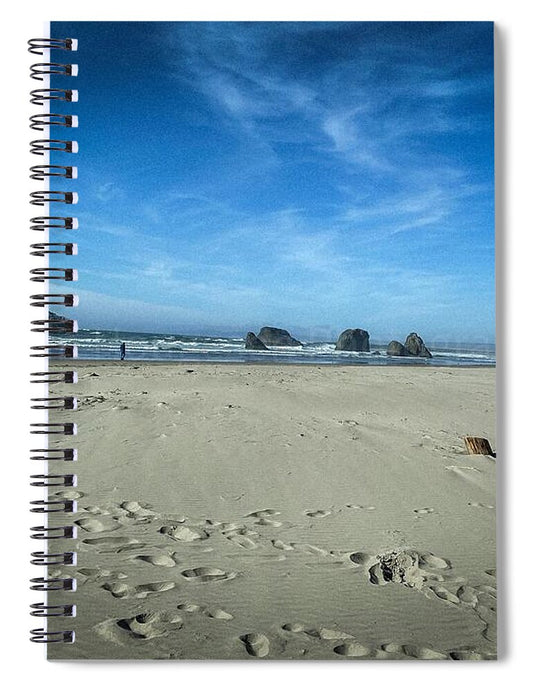 Foot prints in the sand - Spiral Notebook