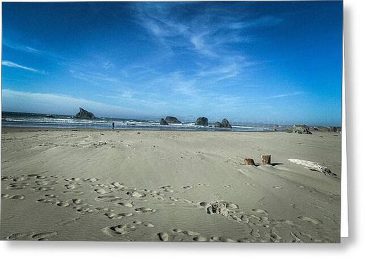 Foot prints in the sand - Greeting Card