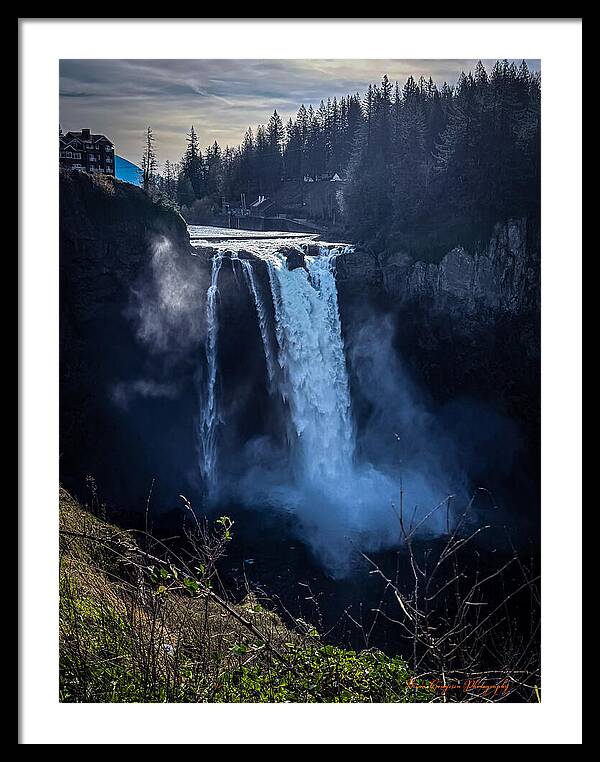 Majestic Waterfall at Dusk - Framed Print