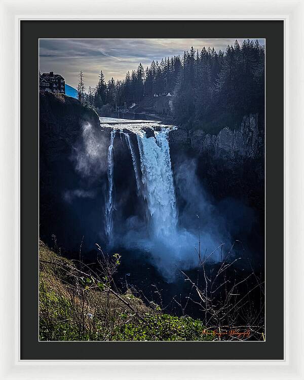 Majestic Waterfall at Dusk - Framed Print