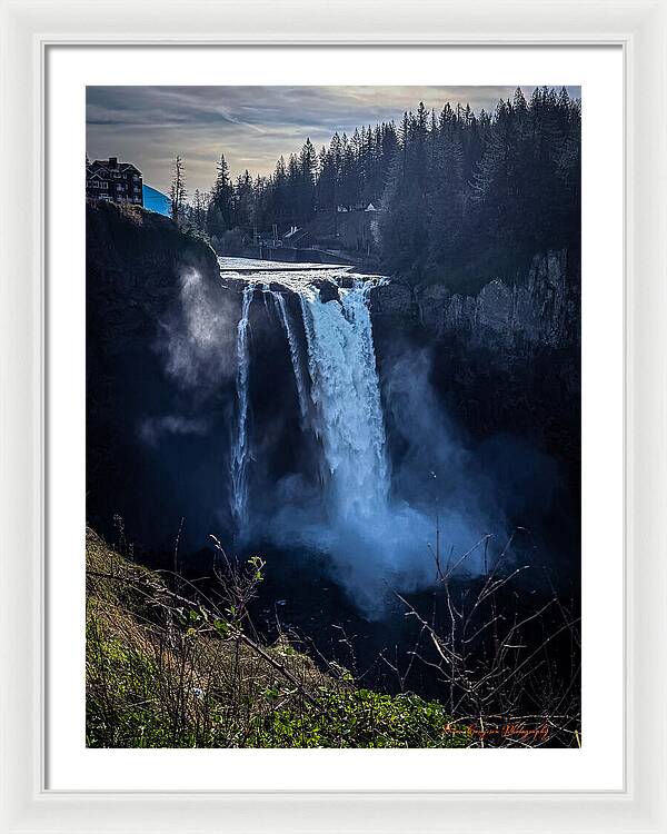 Majestic Waterfall at Dusk - Framed Print