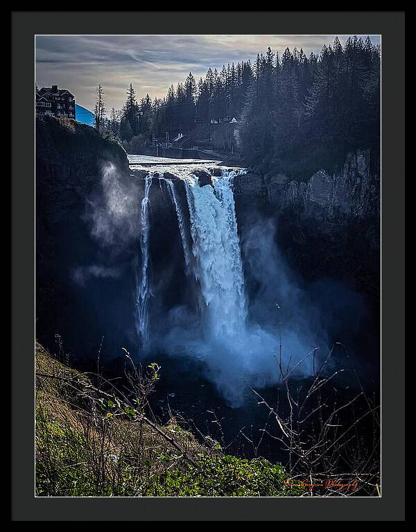 Majestic Waterfall at Dusk - Framed Print