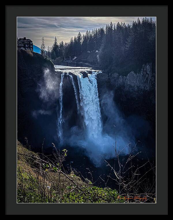 Majestic Waterfall at Dusk - Framed Print