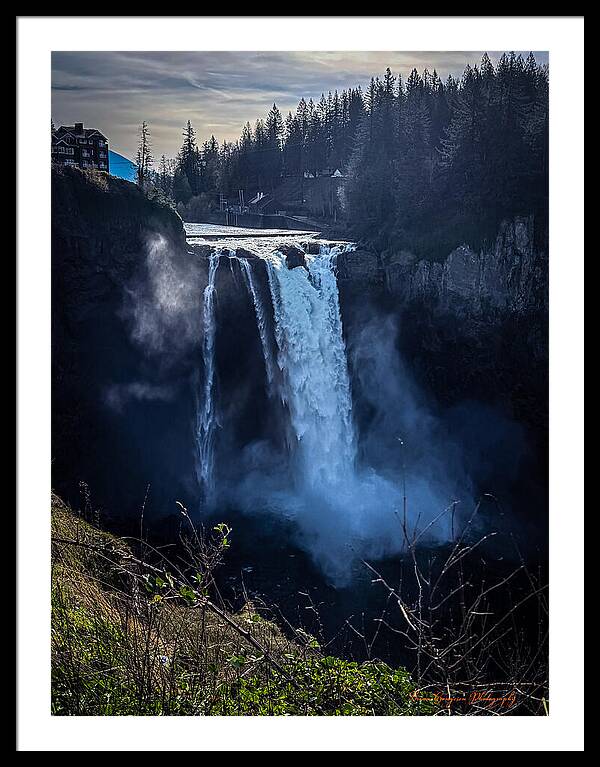 Majestic Waterfall at Dusk - Framed Print
