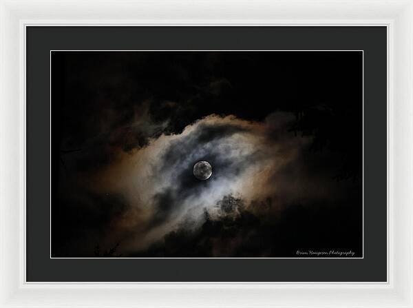Moon in the clouds - Framed Print
