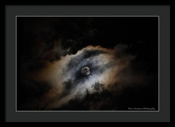 Moon in the clouds - Framed Print