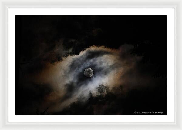 Moon Surrounded by Dramatic Clouds - Framed Print