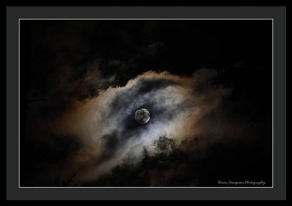 Moon Surrounded by Dramatic Clouds - Framed Print