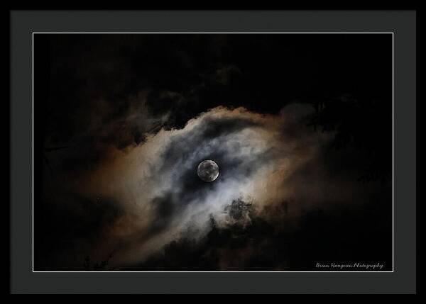 Moon Surrounded by Dramatic Clouds - Framed Print