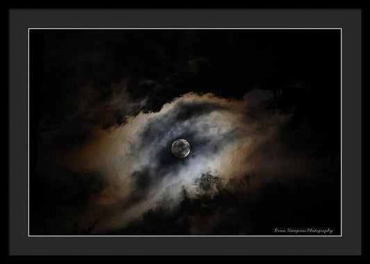 Moon Surrounded by Dramatic Clouds - Framed Print