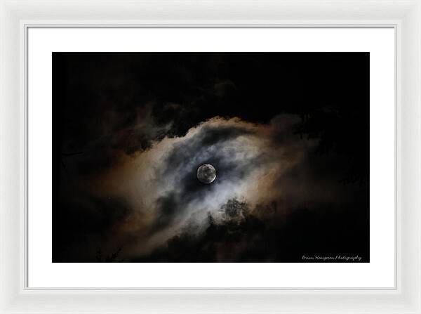 Moon Surrounded by Dramatic Clouds - Framed Print