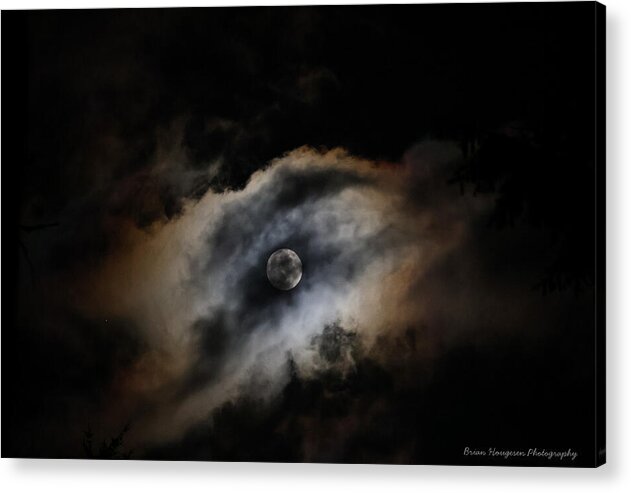 Moon Surrounded by Dramatic Clouds - Acrylic Print