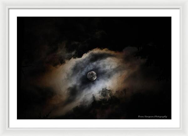 Moon Surrounded by Dramatic Clouds - Framed Print