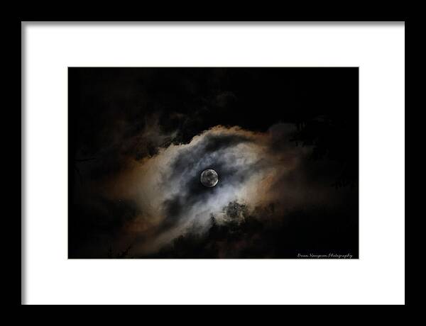 Moon Surrounded by Dramatic Clouds - Framed Print