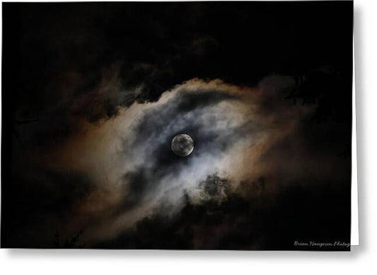 Moon Surrounded by Dramatic Clouds - Greeting Card
