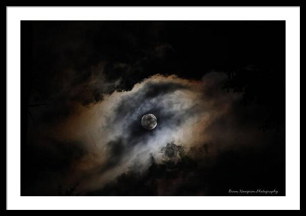 Moon Surrounded by Dramatic Clouds - Framed Print