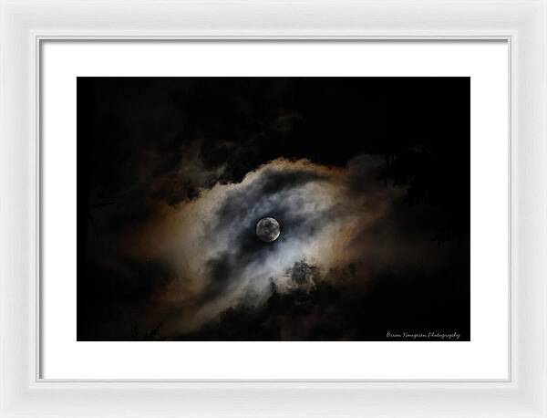 Moon Surrounded by Dramatic Clouds - Framed Print