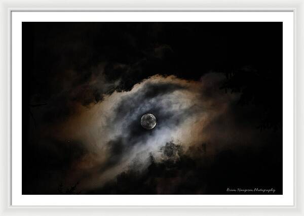 Moon Surrounded by Dramatic Clouds - Framed Print