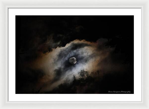 Moon Surrounded by Dramatic Clouds - Framed Print